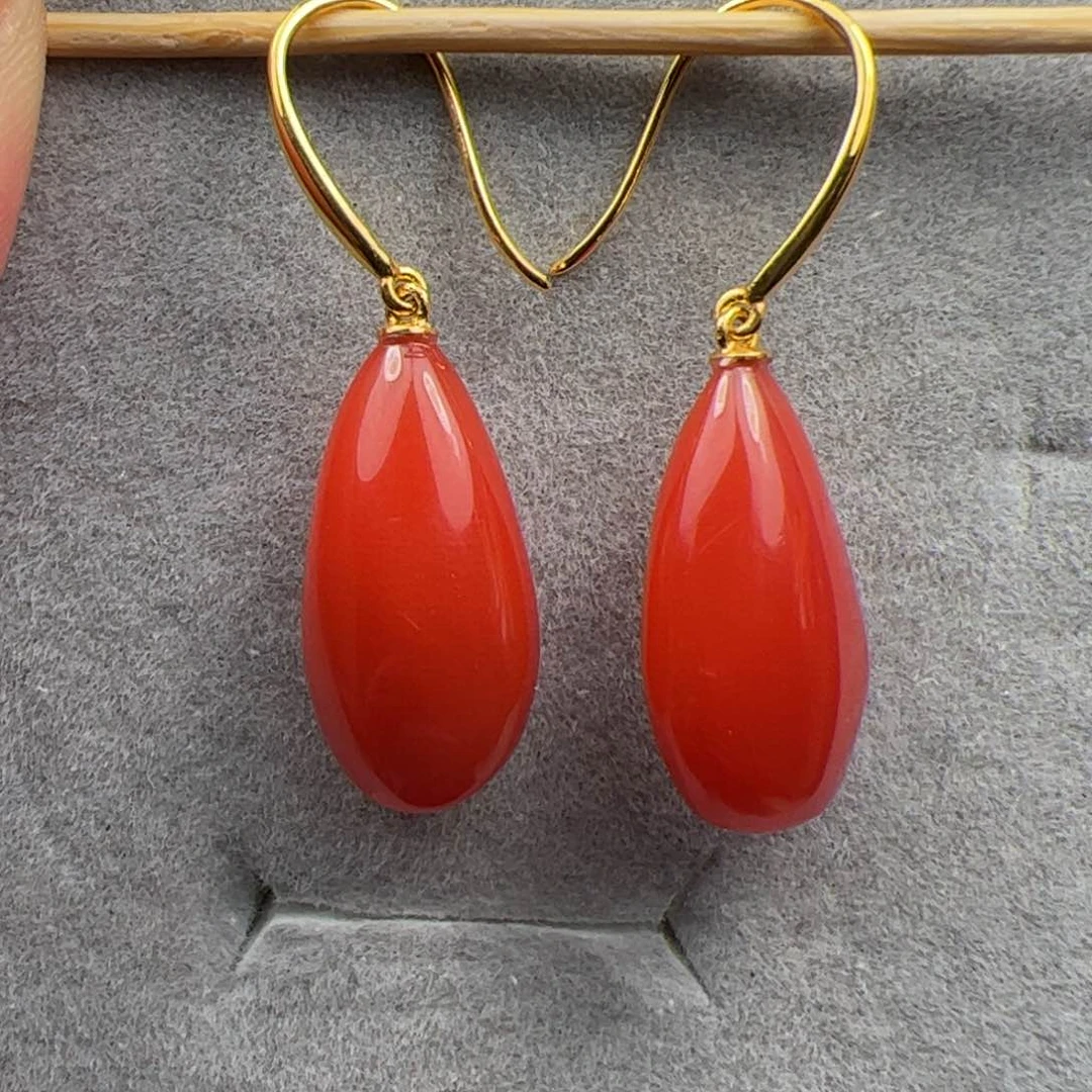 18K金镶嵌耳环南红玛瑙