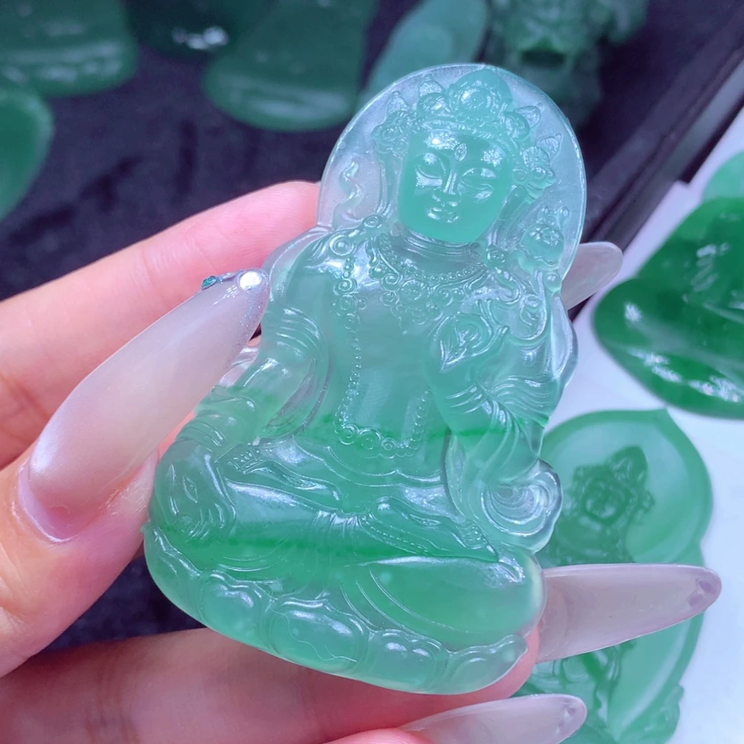 历***沐定制翡翠未镶嵌天然缅甸翡翠A货毛货挂件