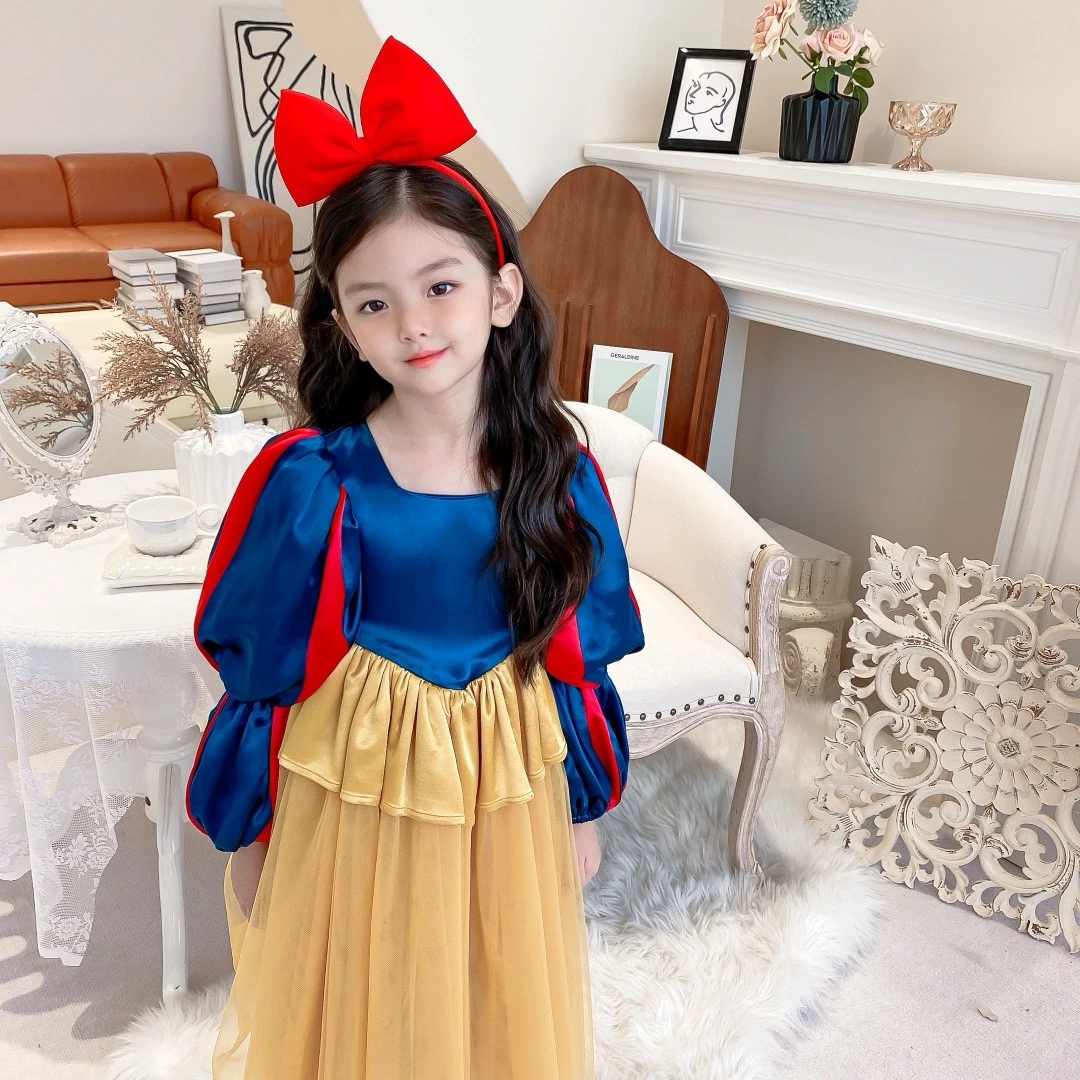 女童洋气连衣裙卡通礼服白雪公主女陔礼服新年春节套装大童女宝