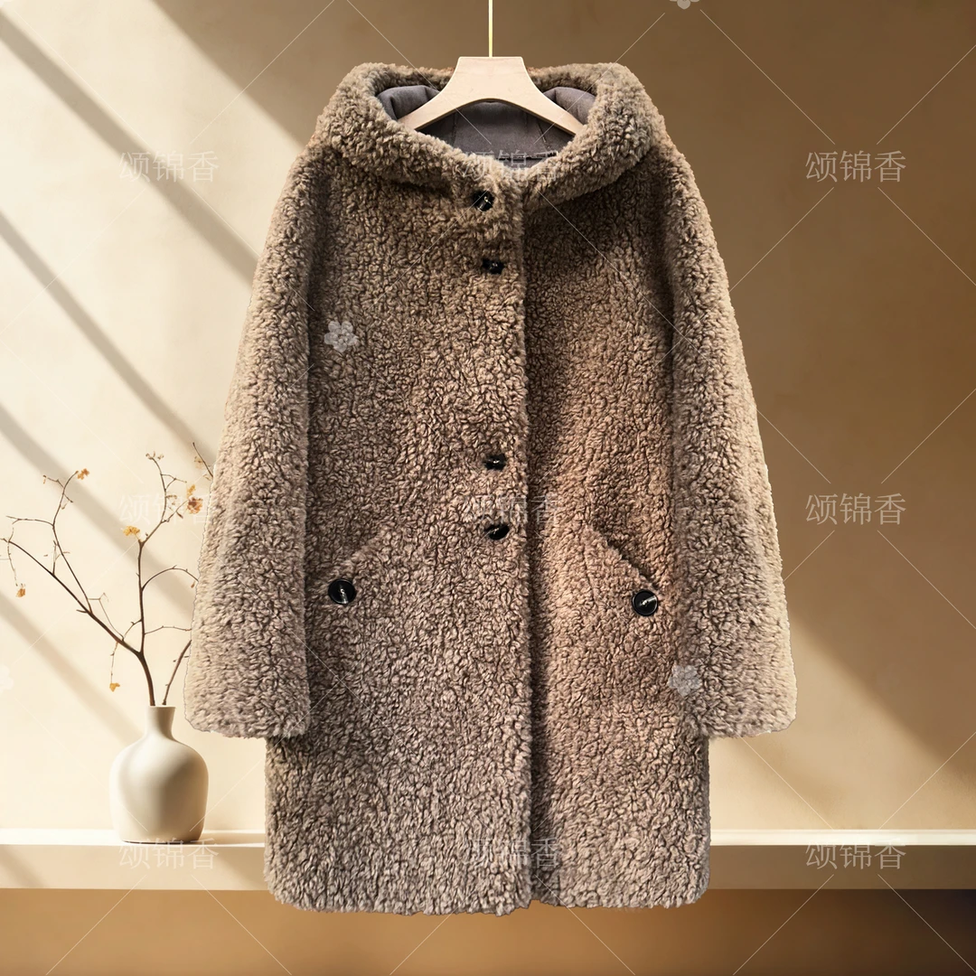 【香】Q3285秋冬上新时尚中长款连帽加厚外套保暖冬季