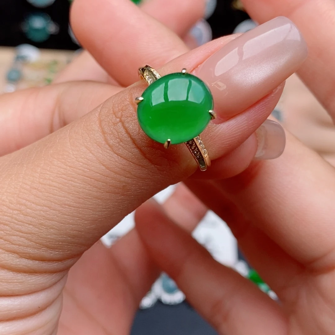 银S925镶嵌戒指翡翠繁*