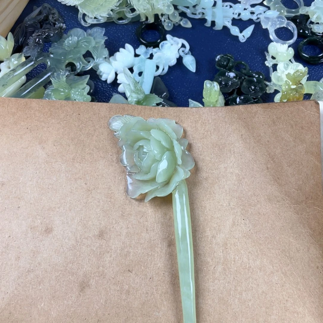 蛇纹石玉发饰未镶嵌用****生