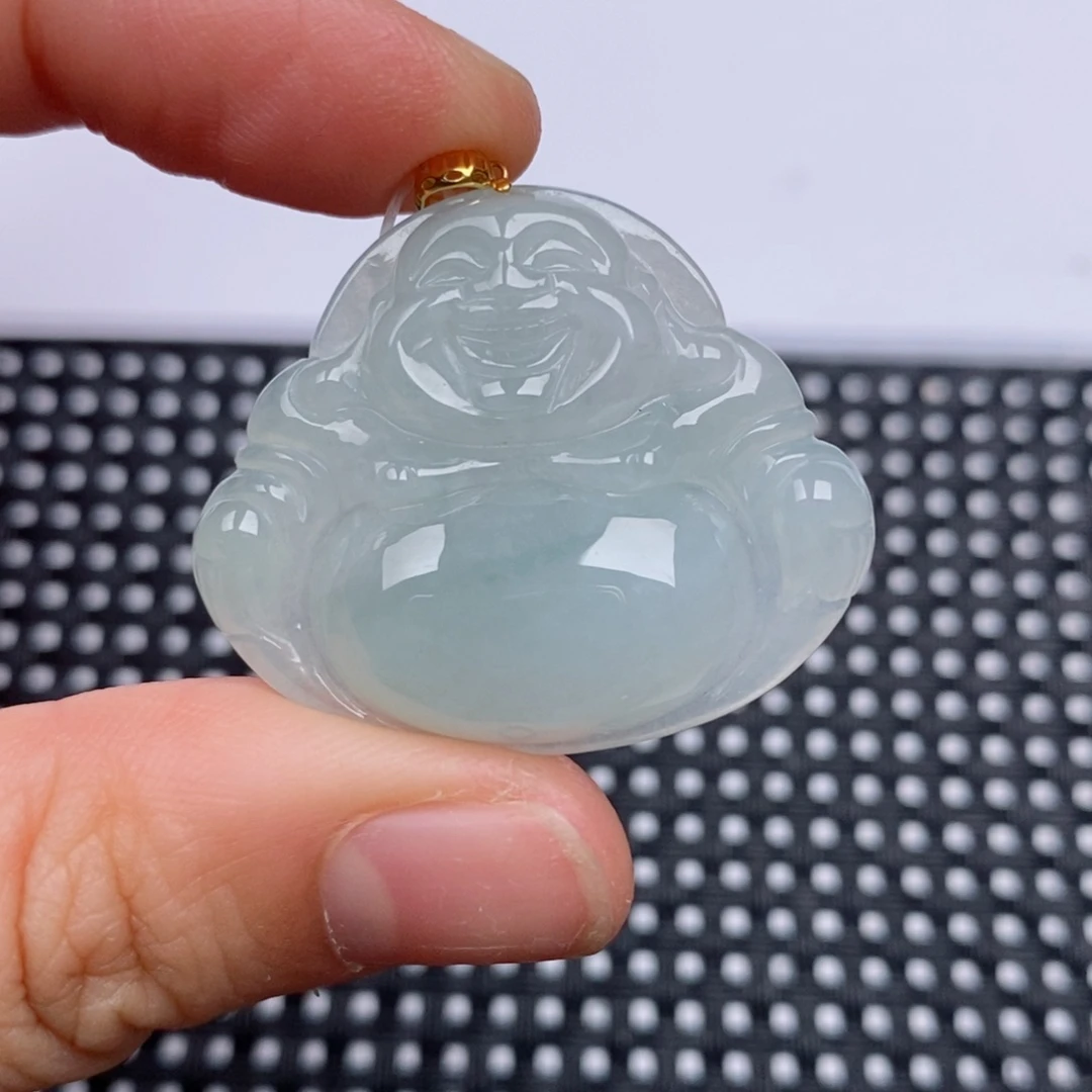 翡翠挂件18K金镶嵌
