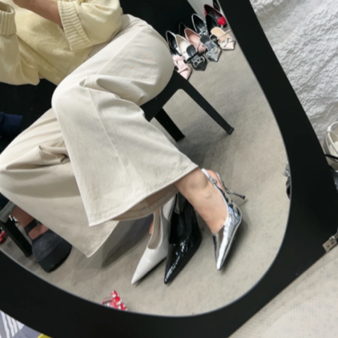 211-1新款女鞋尖头高跟鞋女细跟一字带包头凉鞋鞋