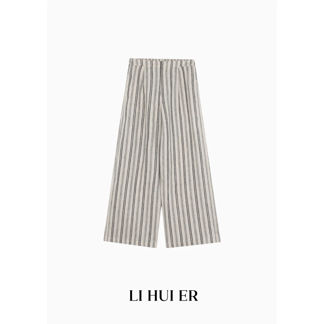 Li Hui Er【飞鸟终章】2025时尚休闲百搭夏季条纹设计师休闲裤7752