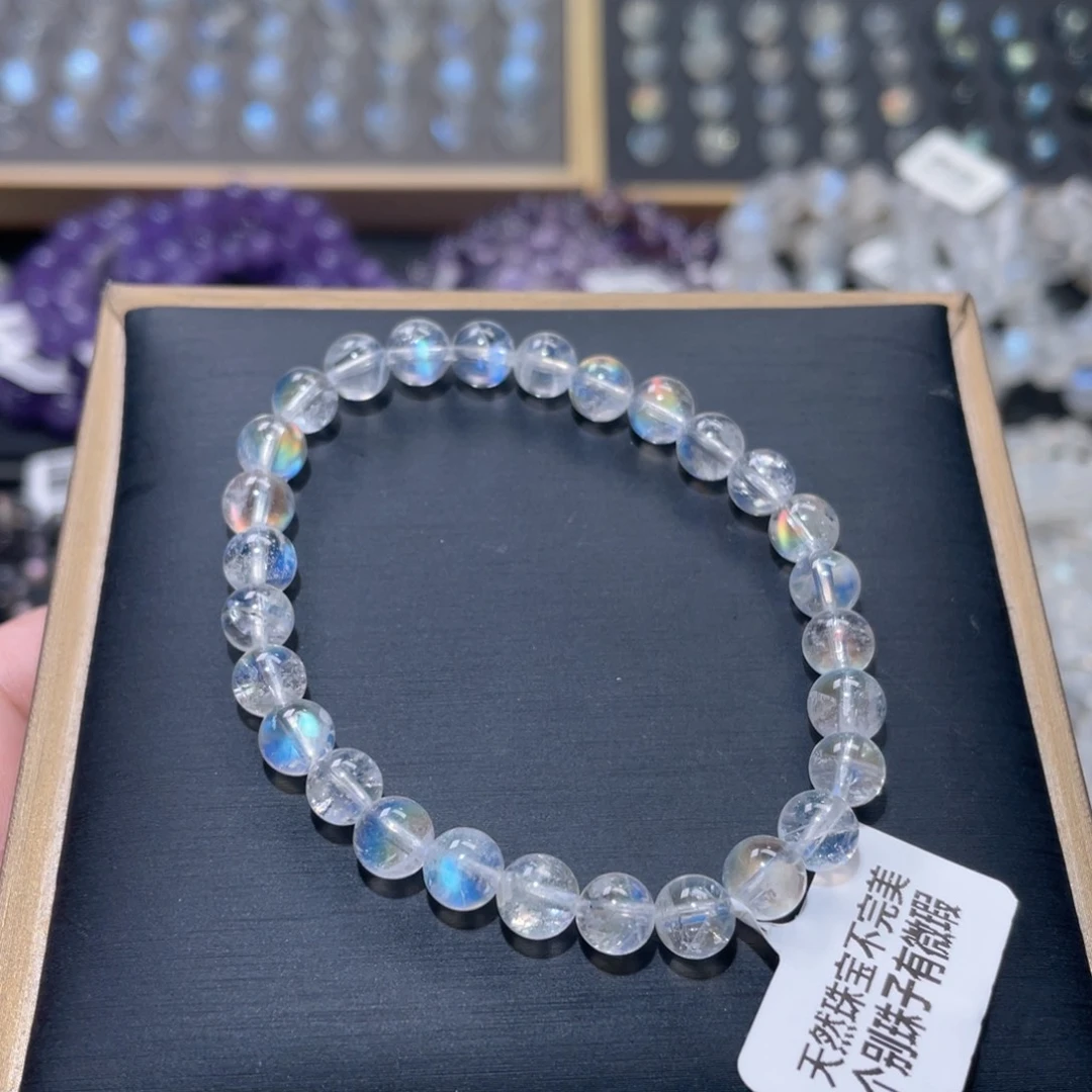手链未镶嵌长石马岛幻彩月光石手链6.5mm+