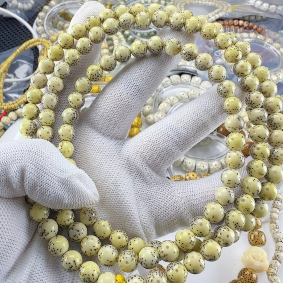 红***伟手串星月菩提海南星月菩提骨瓷白大眼睛108
