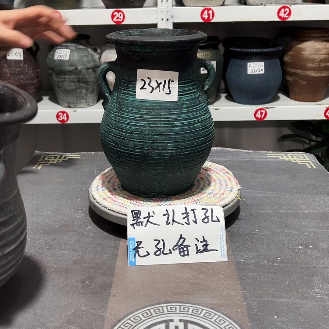 红陶中绿双耳有孔有孔有孔