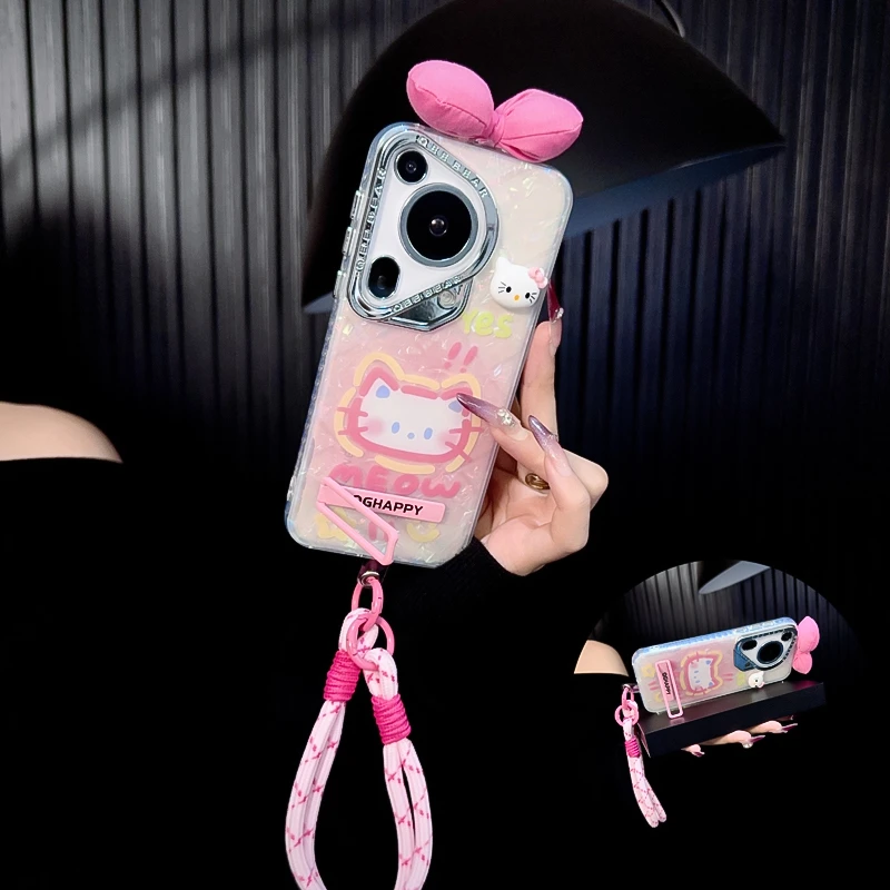 适用华为p70ultra手机壳新款pura70套p70pro可爱kt猫咪diy支架女+