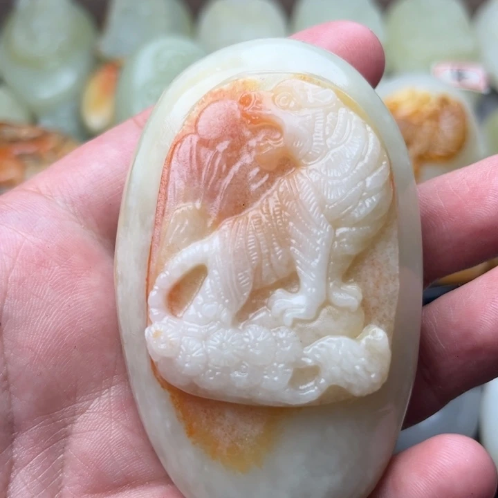 石材方解石手把件