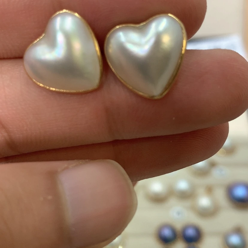 【闪购商品】耳饰拼合珍珠（马贝珠）18K金镶嵌