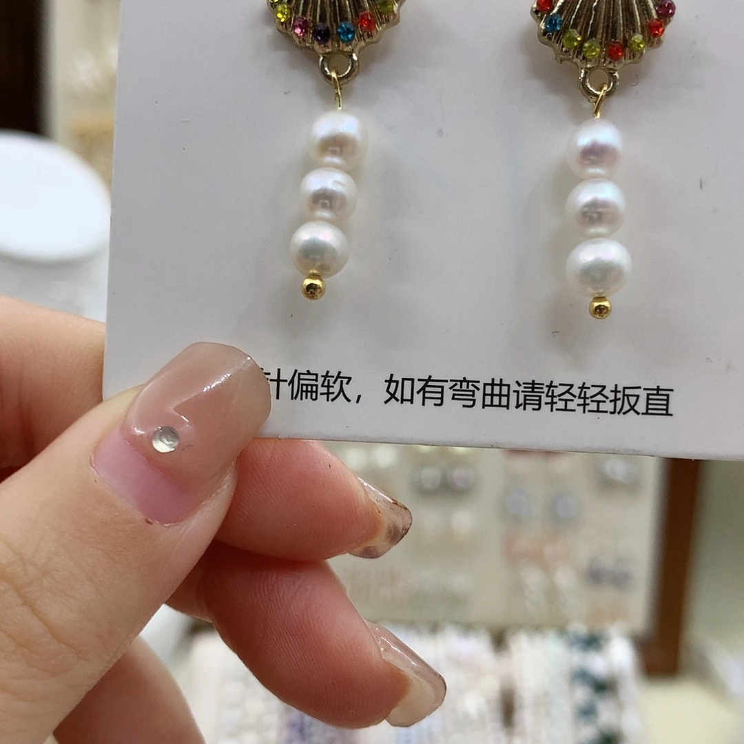 淡水珍珠耳饰银S925镶嵌