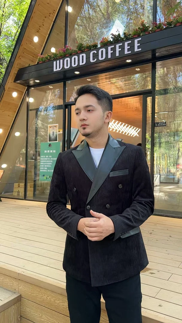 穿搭西服外套男潮复古夹克痞帅高级感年轻短款皮褂8822