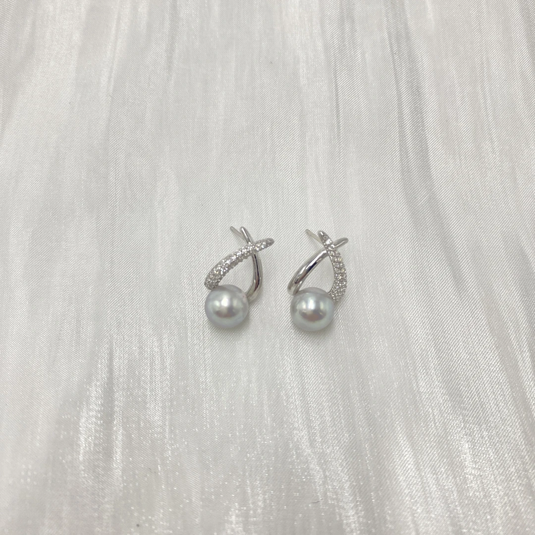 【钱元元专享】S925银7-8mm【出水芙蓉】海水真多麻珍珠耳钉YH6114001