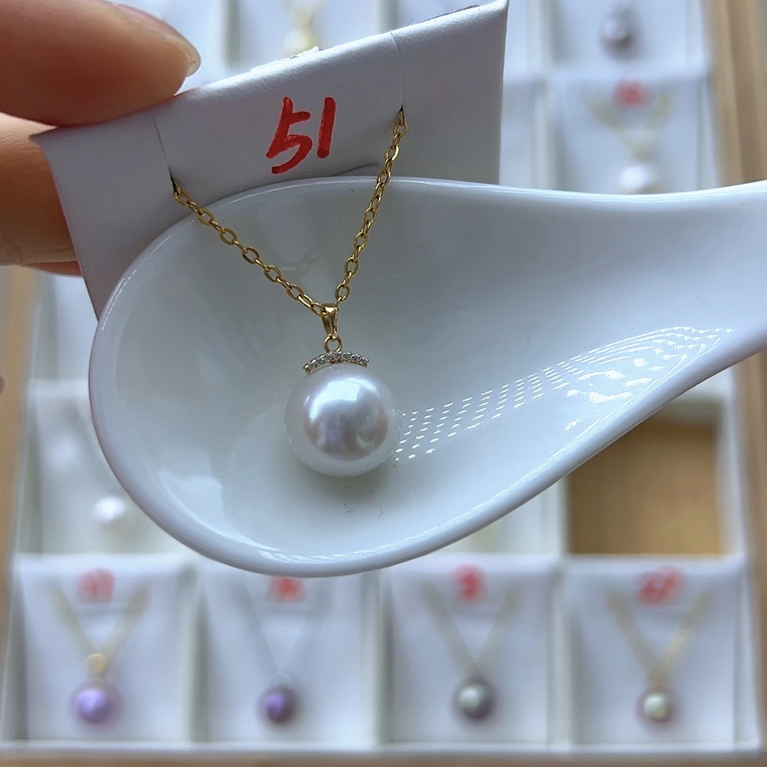 吊坠(不含链)淡水珍珠18K金镶嵌