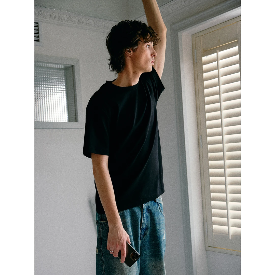 Costful Ro甄选230g柔棉针织基础短袖T恤 抗皱吸湿双针包边打底衫