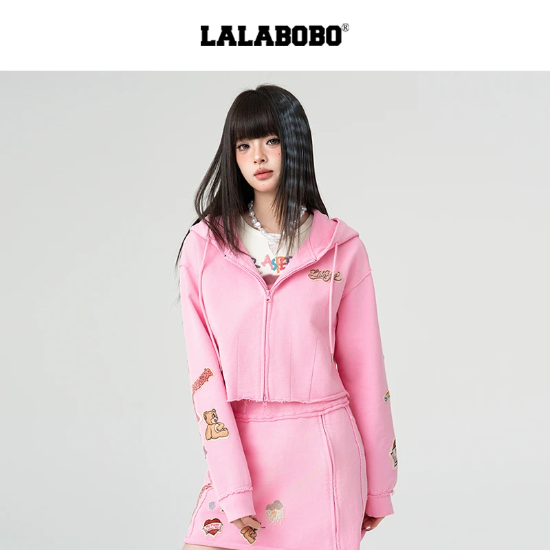 LALABOBO2025蛇年春季新款纯棉长袖运动短款时尚外套LBEA-WSTS27