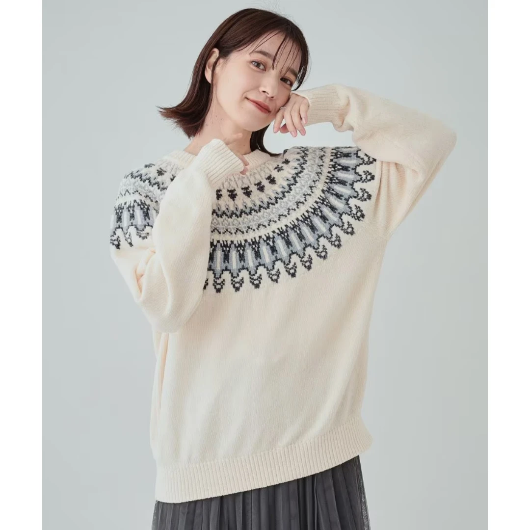 【DD外贸】 人气爆款 S 冬季费尔岛雪尼尔保暖针织衫女