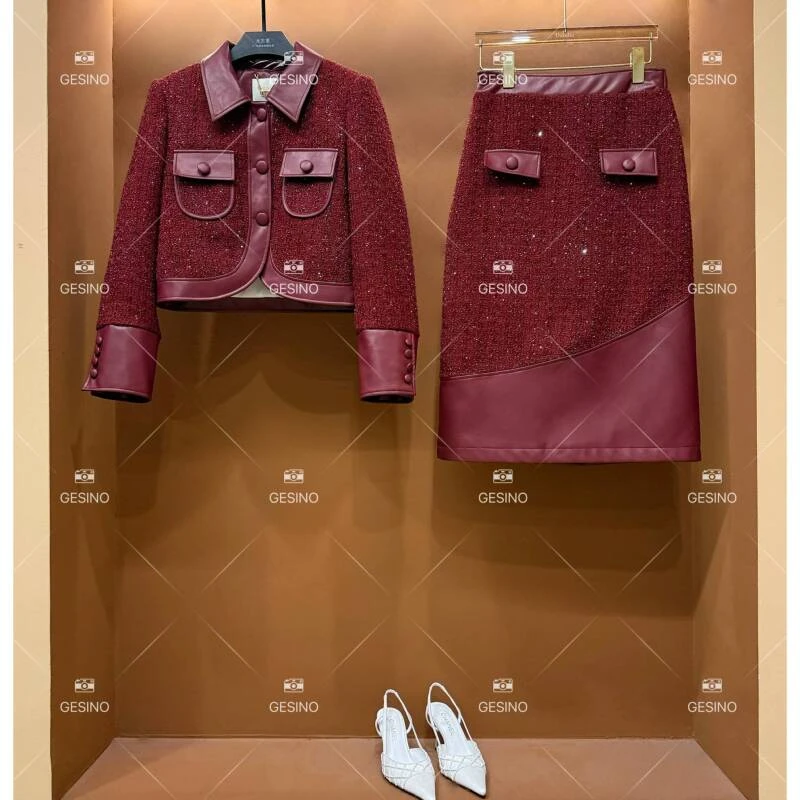 【露】秋冬气质小香风时尚设计师中长款大衣  QD-2025058