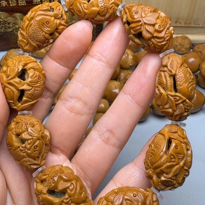 橄榄核手串/手链鱼戏莲花