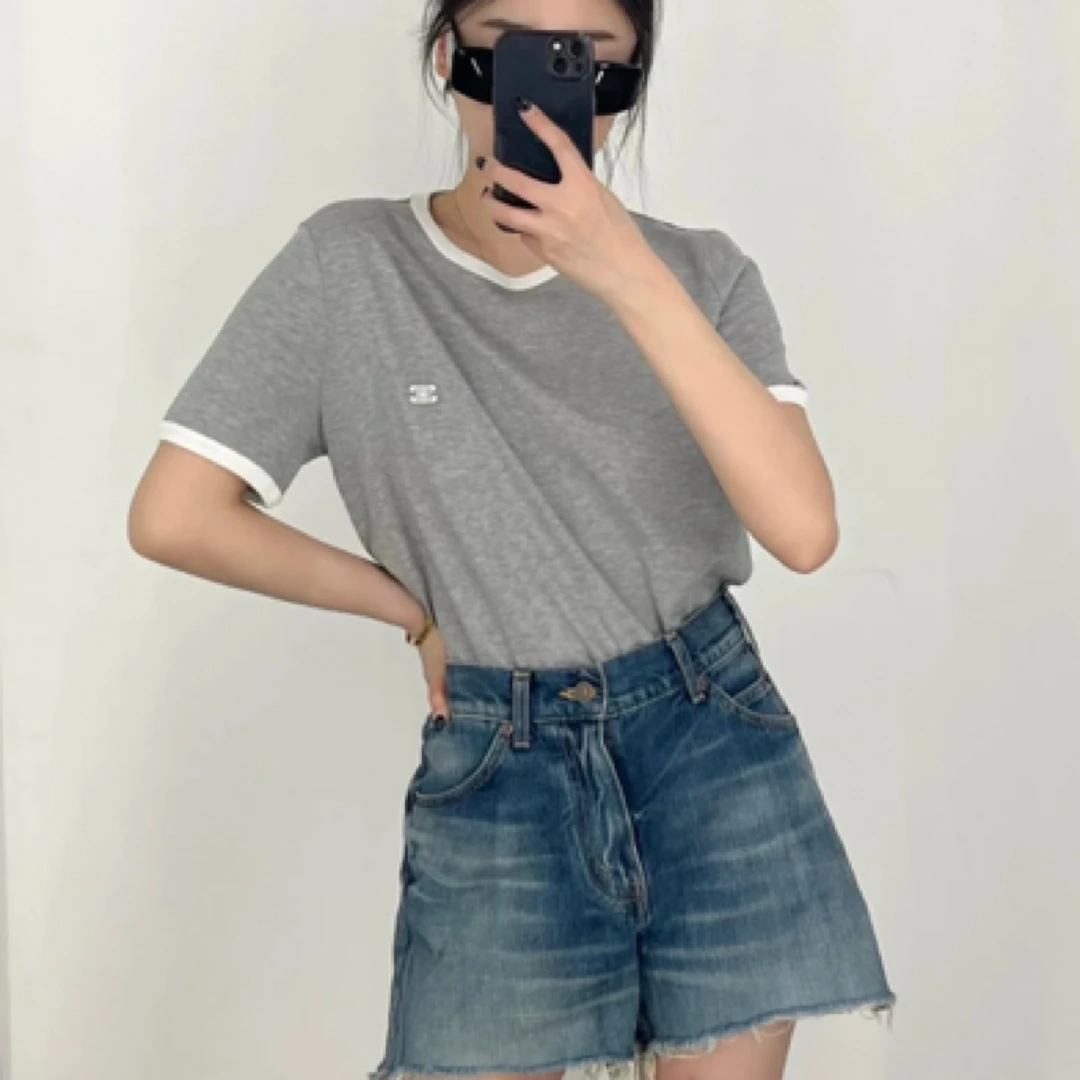 99新 Celine/思琳 W108618/圆领短袖T恤/灰色/尺码S/