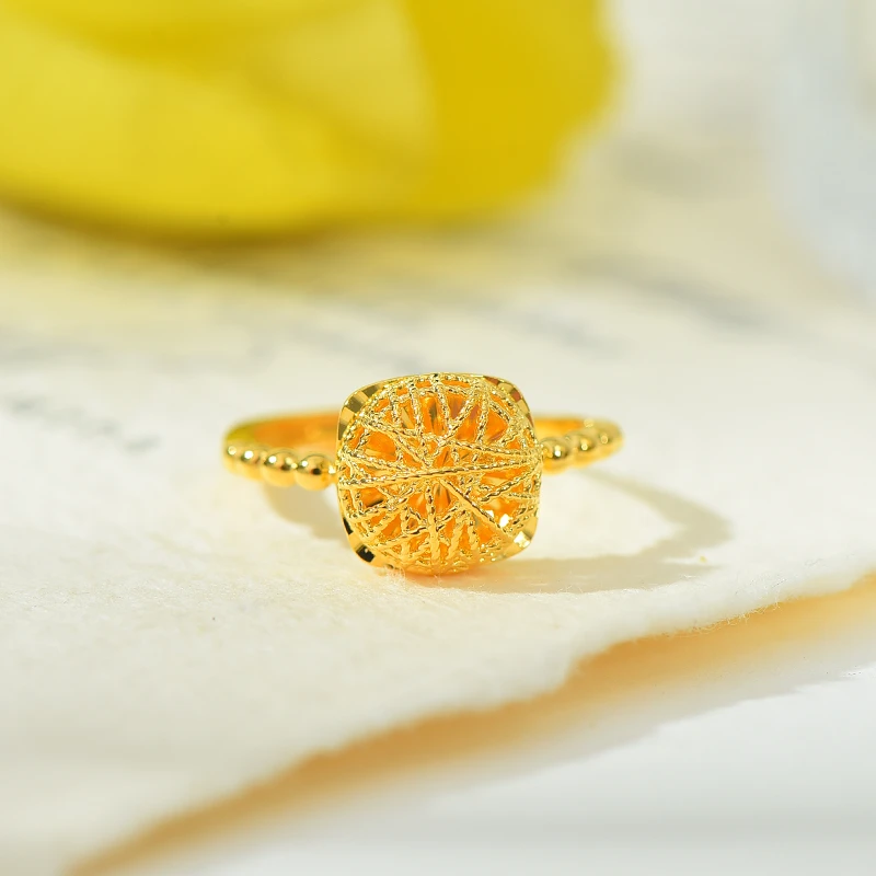 足银戒指 足银戒指【万两金】足银掐丝方糖开口戒指同款清新