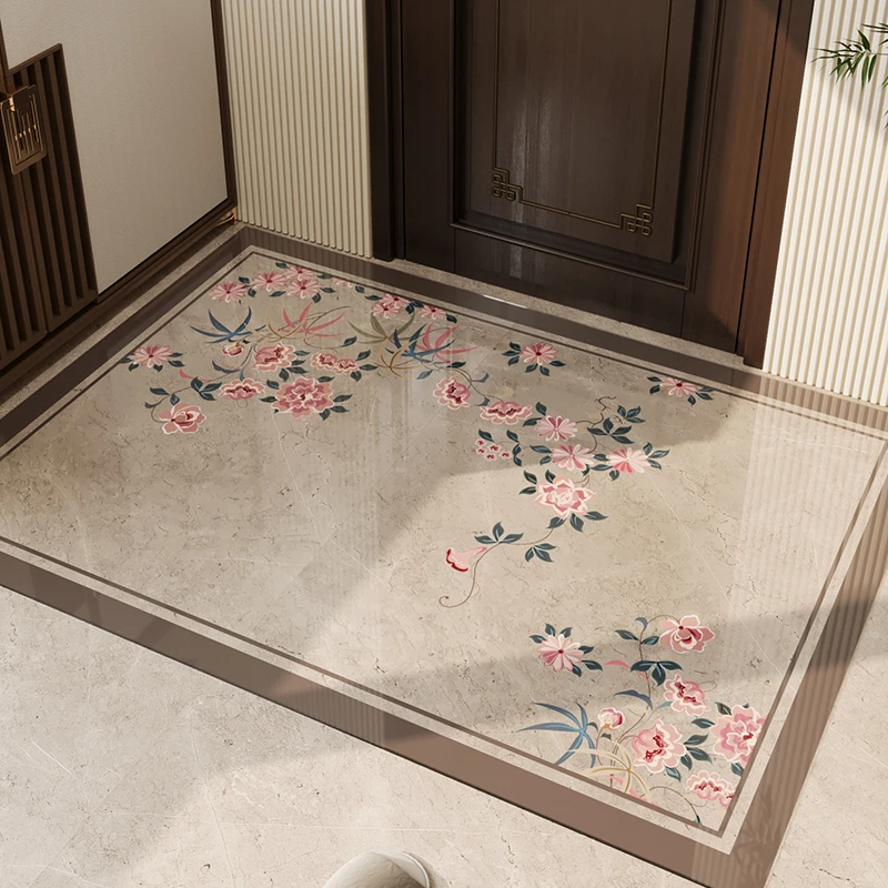 新中式入户门透明地垫软玻璃防滑脚垫PVC大门口耐脏免洗裁剪门垫