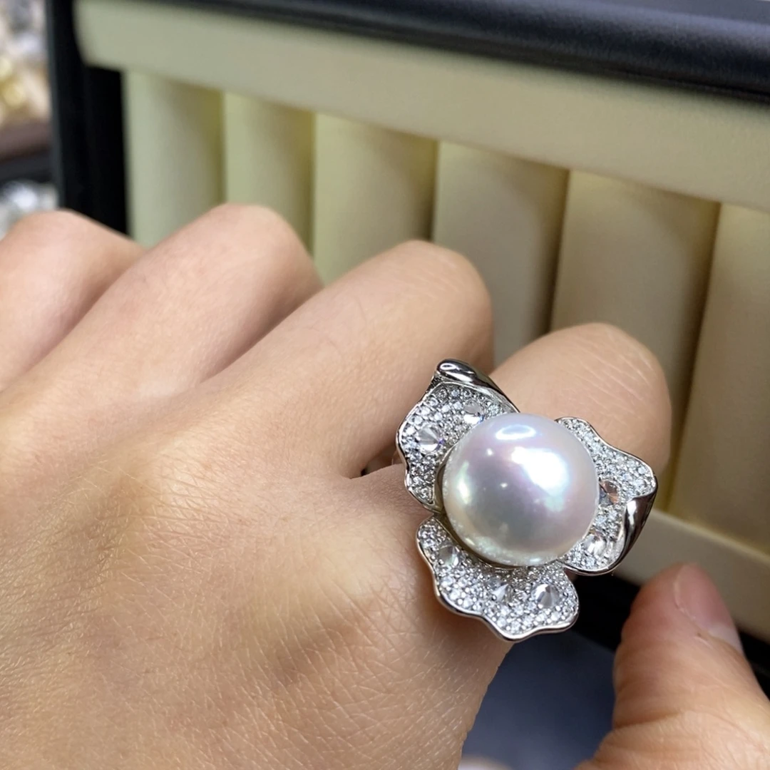 银S925镶嵌淡水珍珠戒指特价