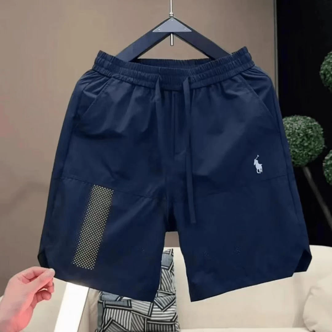 高档速干短裤男款五分裤夏季休闲裤裤子打孔透气凉感男外穿大裤衩