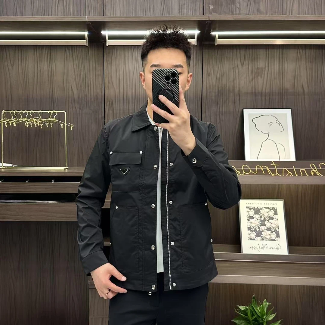 秋季新款三角牌轻奢休闲时尚夹克潮流设计师定制修身夹克