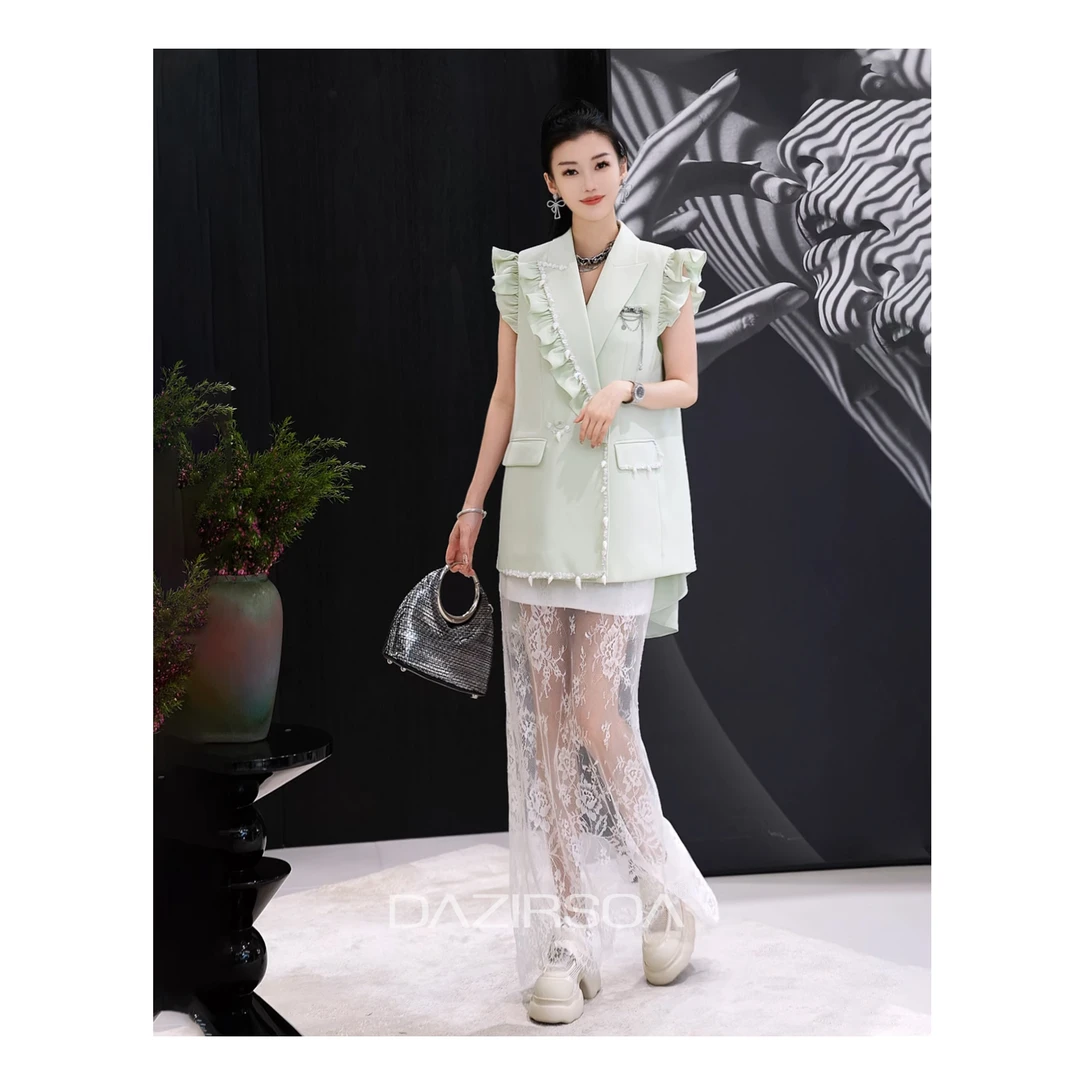 “温柔气场”时尚百搭拼接贝壳吊坠个性西装马甲 Y222