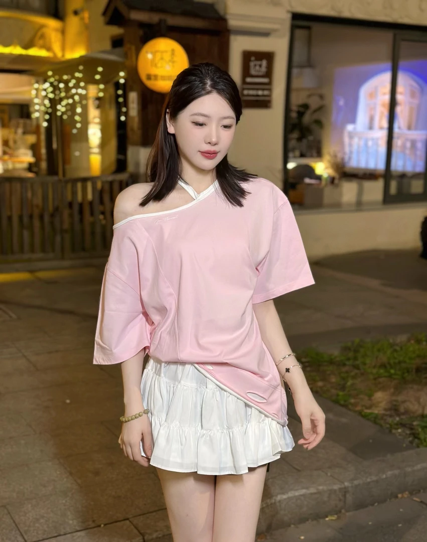 设计师品牌Jac粉色露肩T J52U01WU037A07