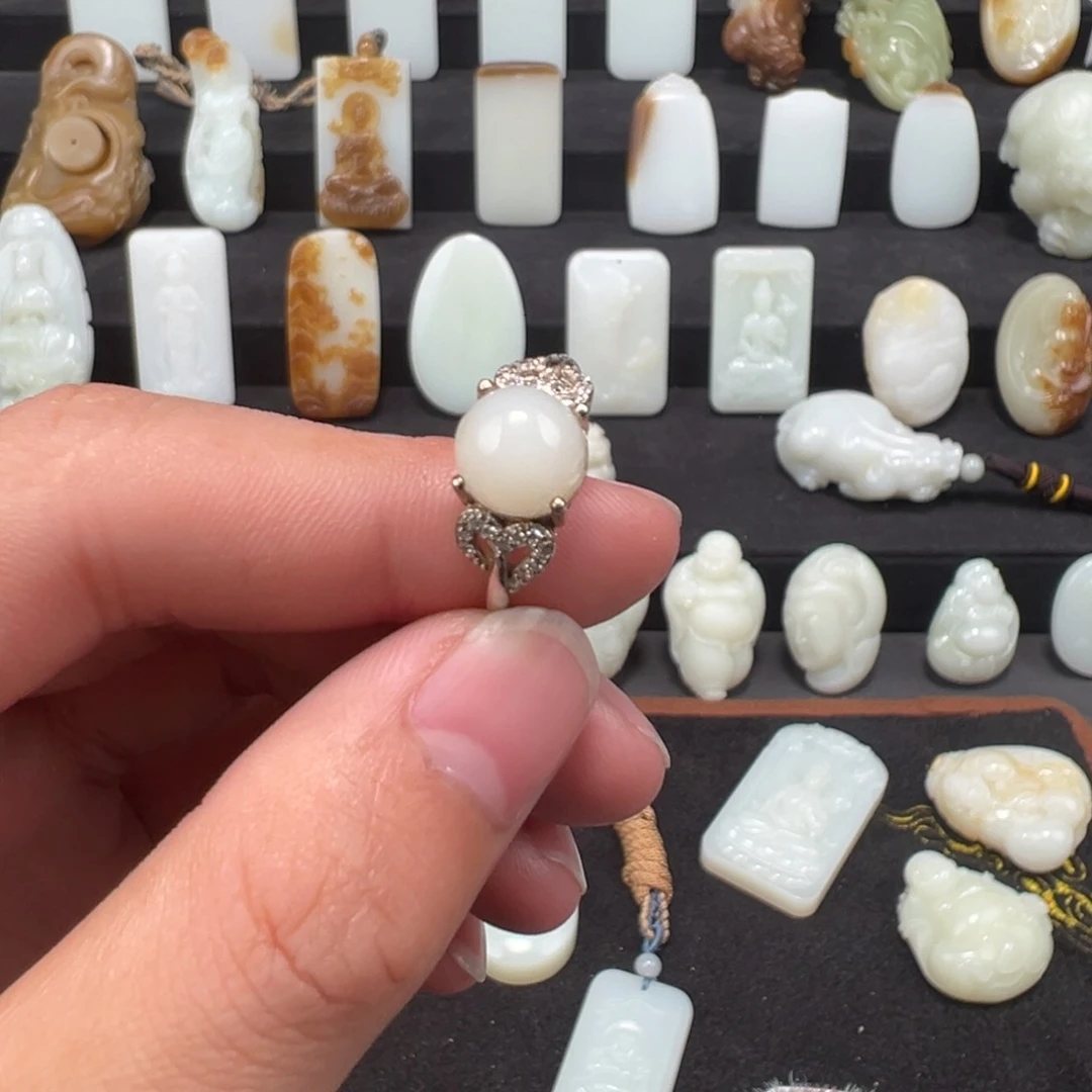 和田玉颈饰银S925镶嵌