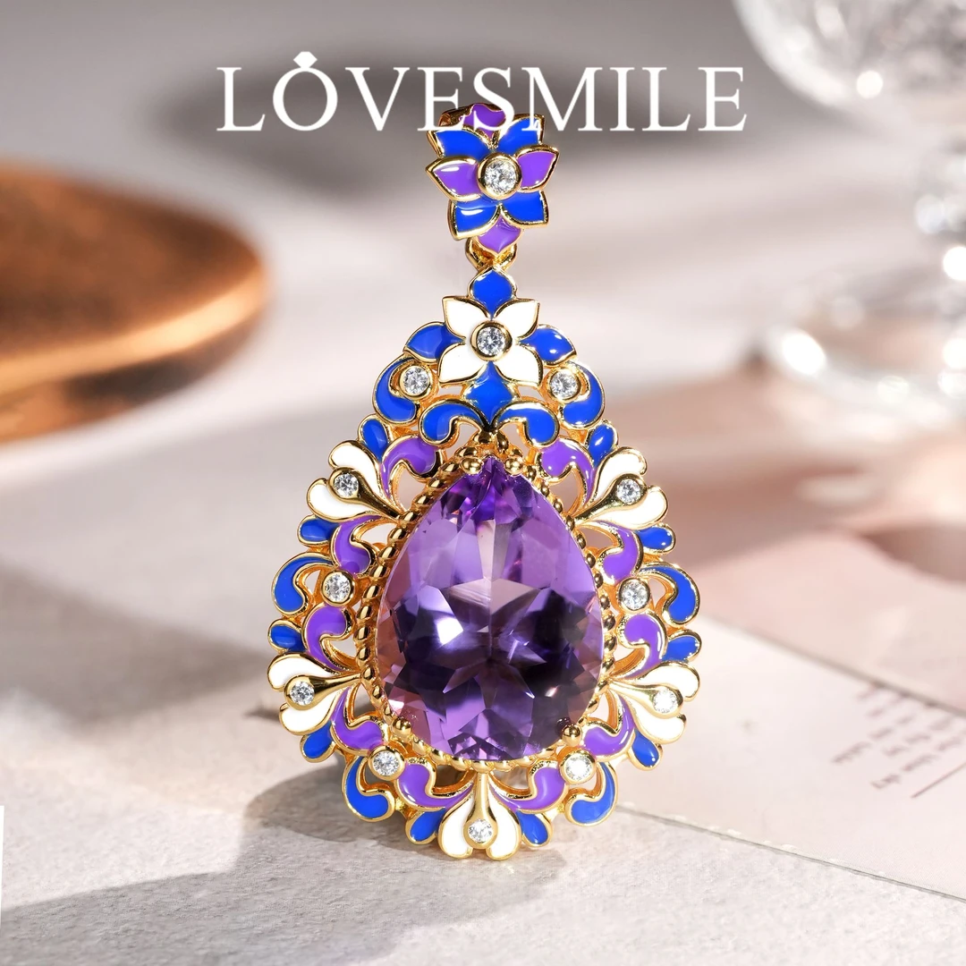 S925银紫晶吊坠精美时尚优雅贵气