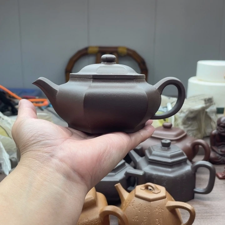 茶壶紫砂大彬六方，紫泥