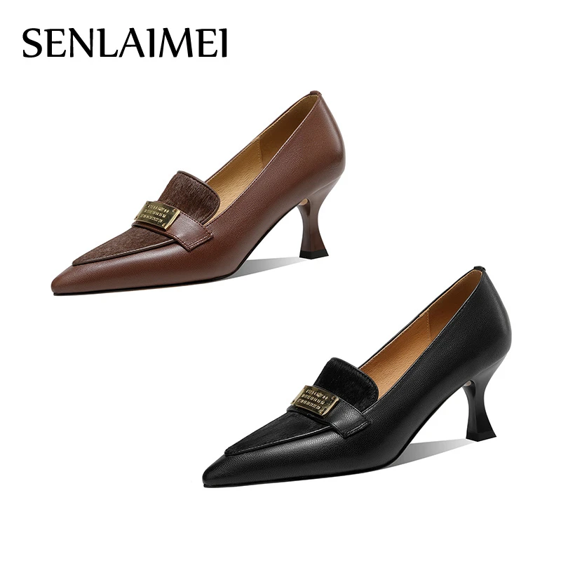 【通勤款】SLM/羊皮/6CM/33-40/8260 法式复古通勤百搭细跟中口单鞋