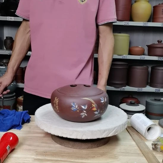 紫砂茶叶罐正品小罐牛鼻盖一斤装花鸟款