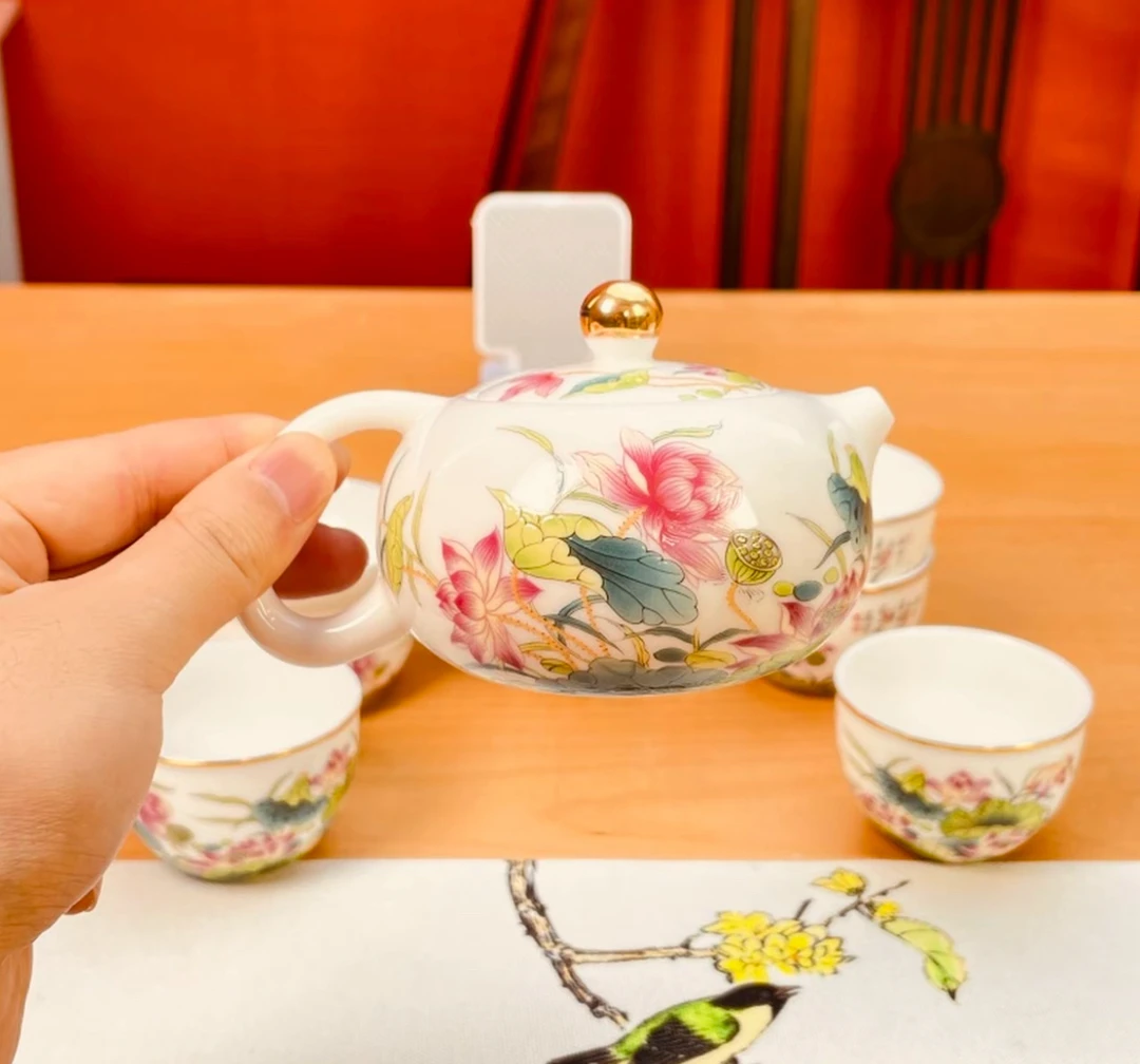 荷韵莲莲壶+4杯+公杯+茶滤   DF818