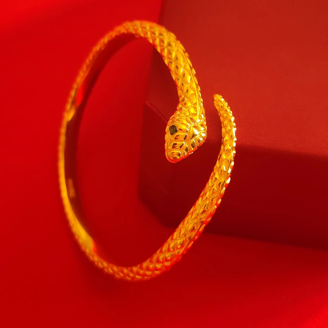 足银手镯 金包999银手镯男女生肖灵蛇本命年轻奢气质时尚转运手环