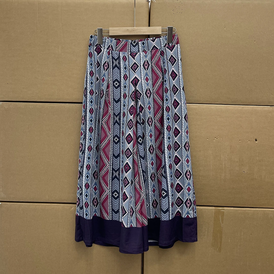 岛国单！！民族风印花半松紧腰高腰显瘦阔腿裤复古撞色休闲裤女