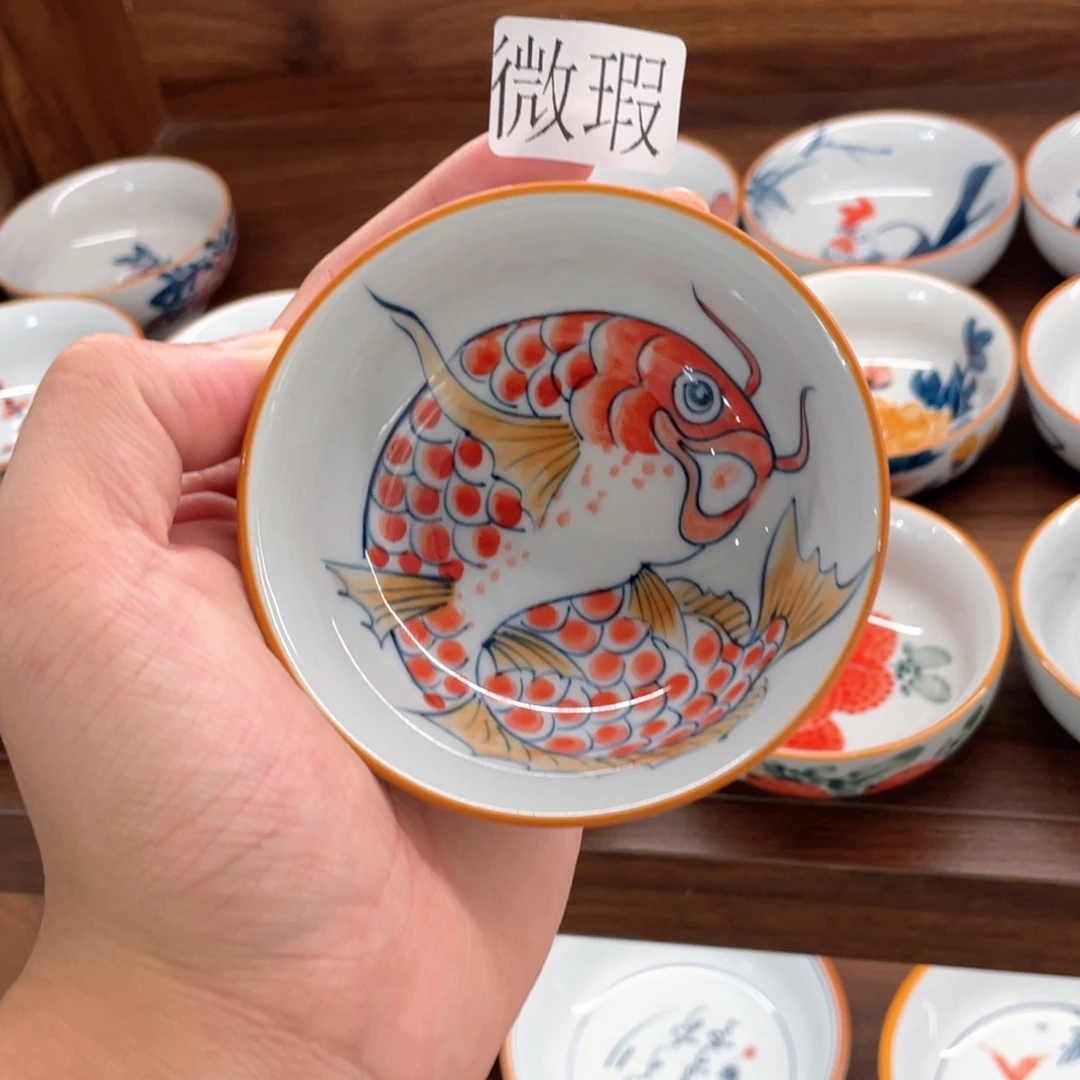 釉下手绘茶具微瑕
