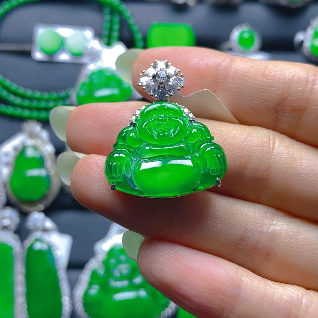 翡翠银S925镶嵌颈饰吊坠