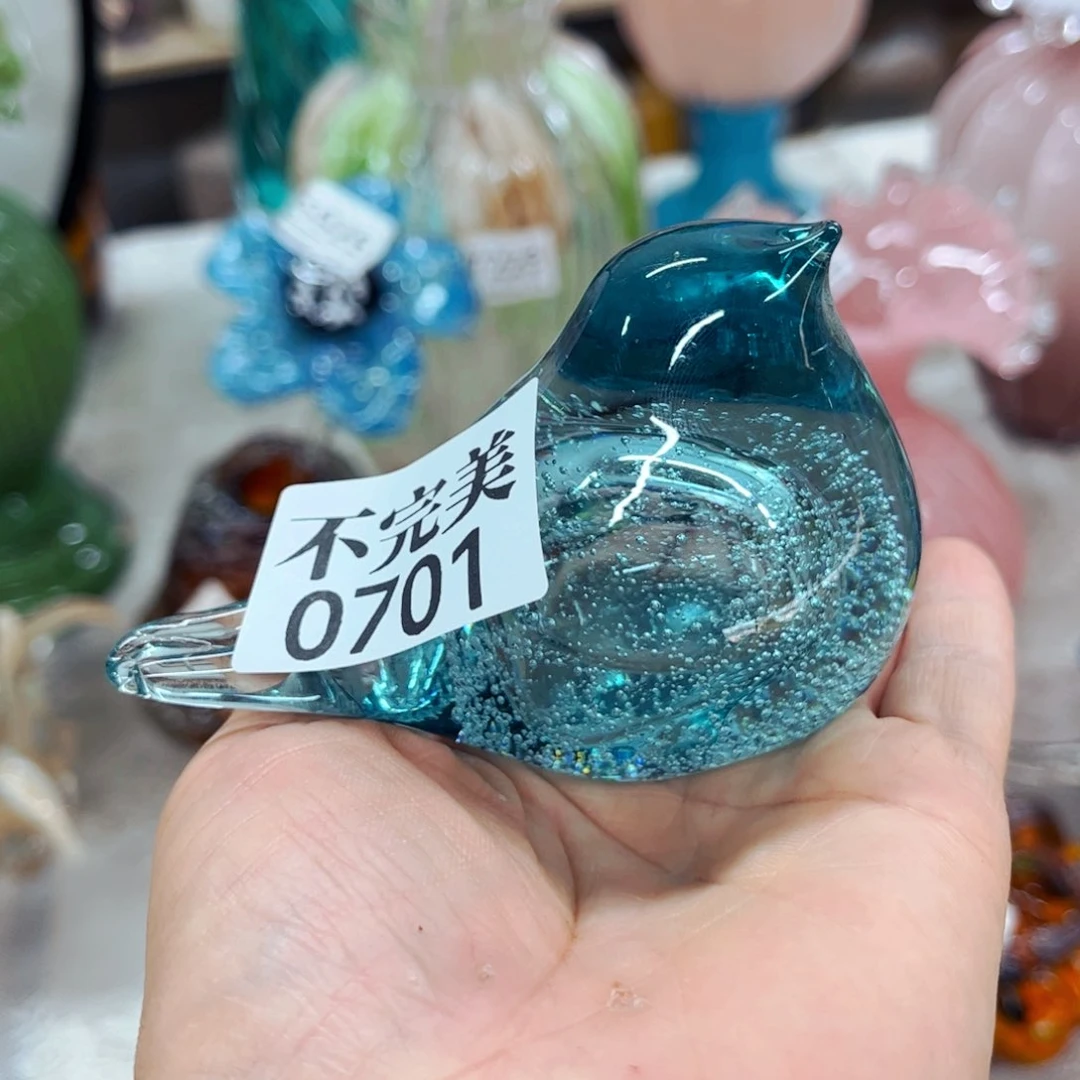 0701鸟，微瑕 家悦琉璃花瓶摆件