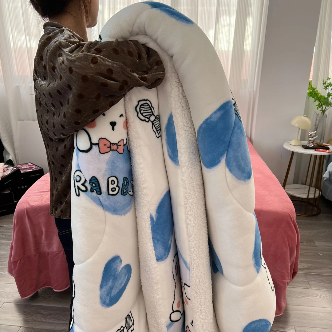 {蓝心兔兔冬被}200*230加绒加厚款被芯