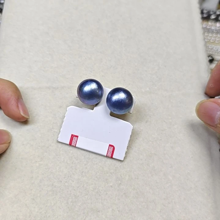 银S925镶嵌海水珍珠耳饰