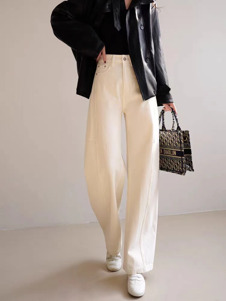 5061高腰阔腿牛仔裤女冬季新款宽松显瘦高级感垂感小个子直筒裤子