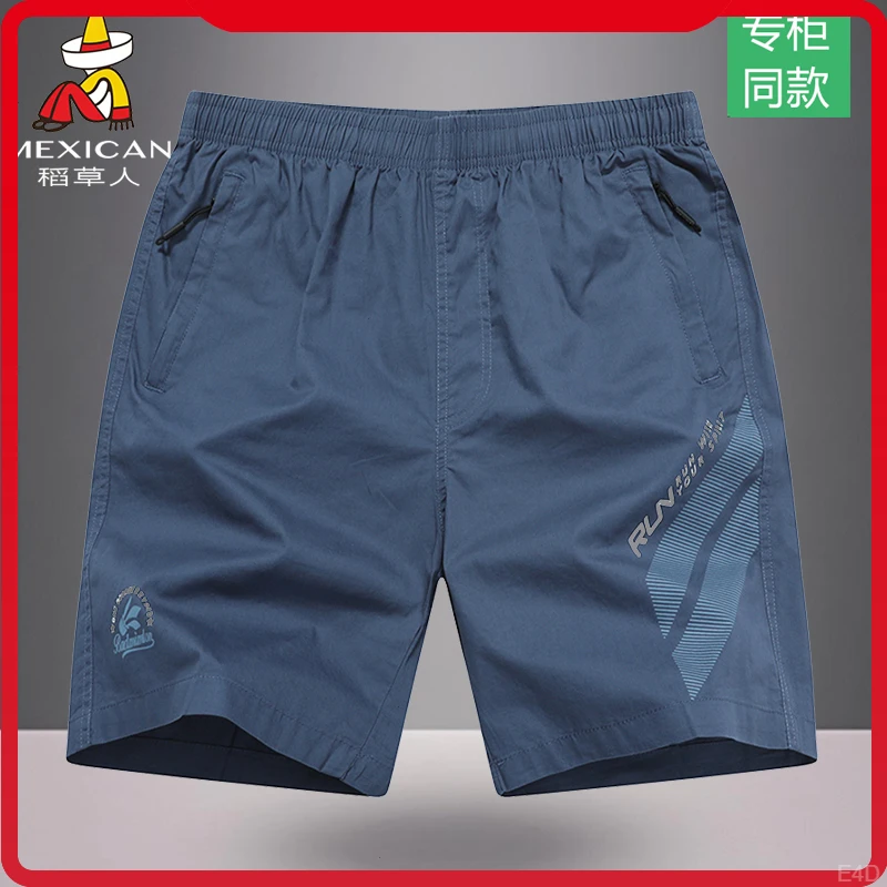 稻草人男士运动短裤外穿2025新款纯棉宽松跑步健身五分裤美式中裤