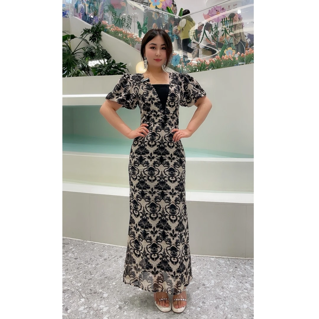 8009【FLORA女装】新款时尚气质小碎花法式显瘦女装连衣裙