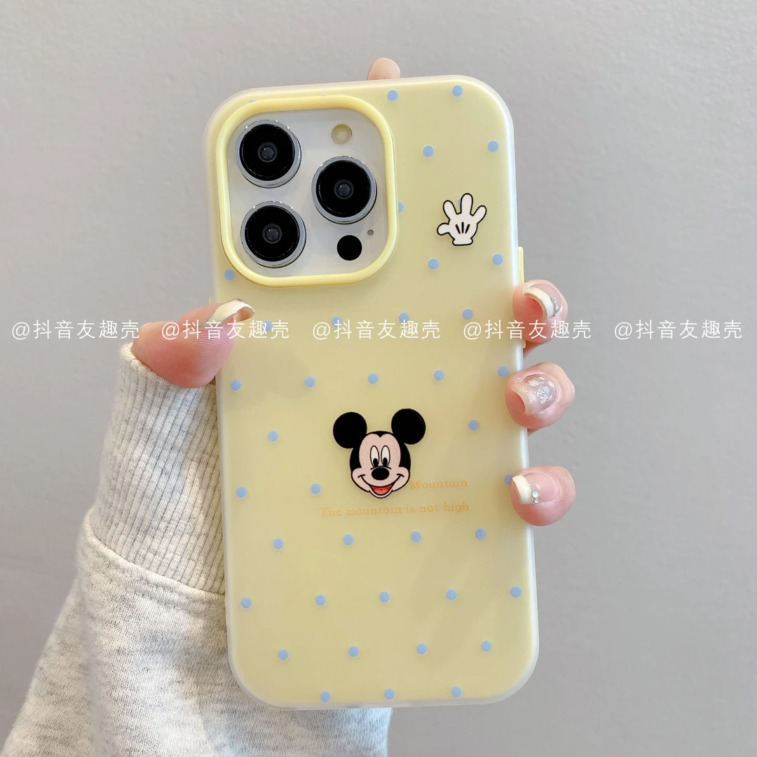 适用于苹果16新款/华为/小米/果冻壳可爱潮ins卡通手机壳波点米奇