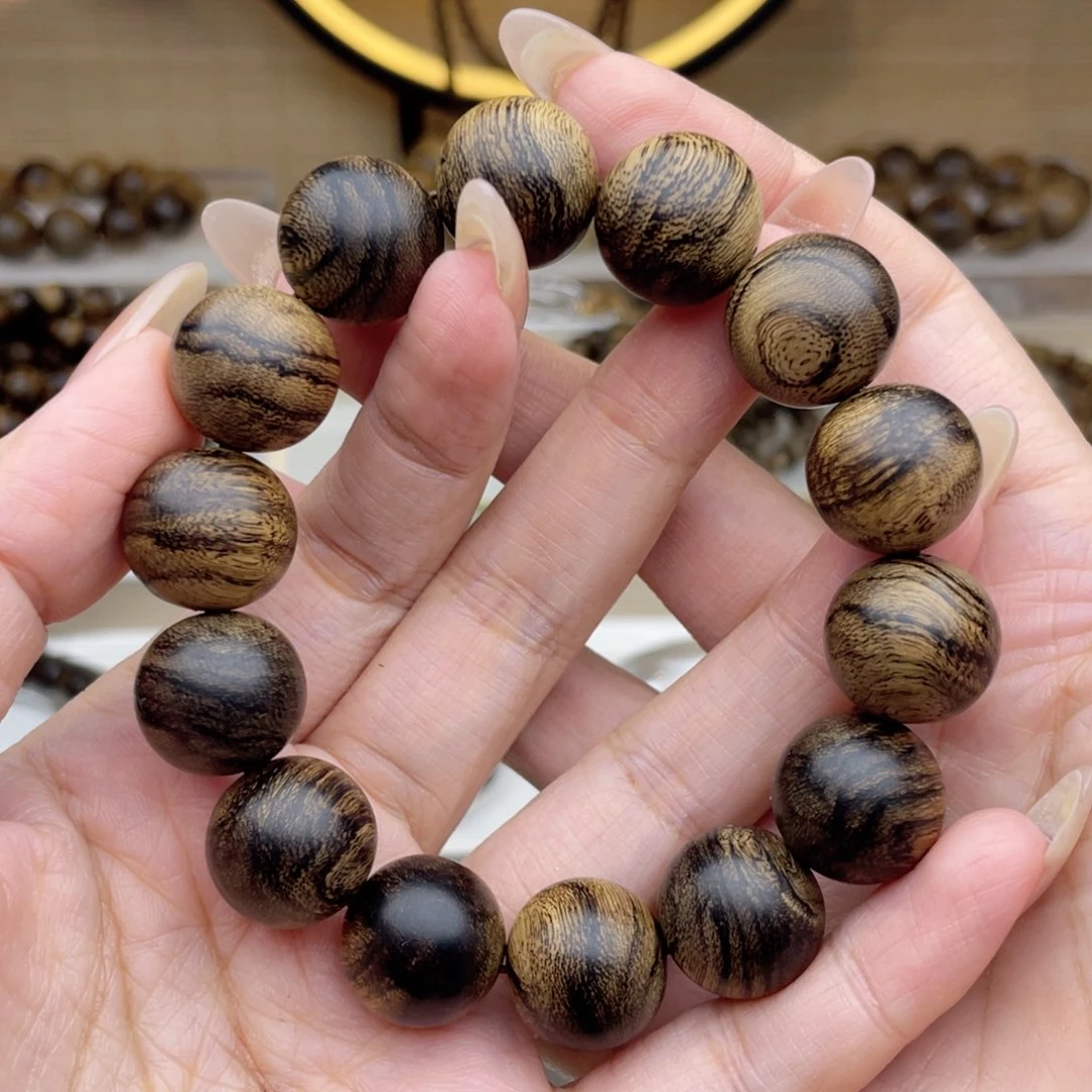海***子手串沉香芽庄白奇楠留疤虎斑